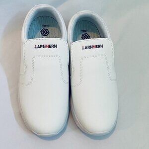 LarnMern Chef Shoe, Medical Shoe, Work Sneaker, Size 37(US 5), white, slip on